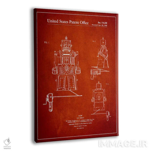 تابلو نقشهٔ پتنت آدمک اسباببازی (قرمز) اثر پیکسل کهنه (استودیو/نام هنری) - نمای پرسپکتیو محصول