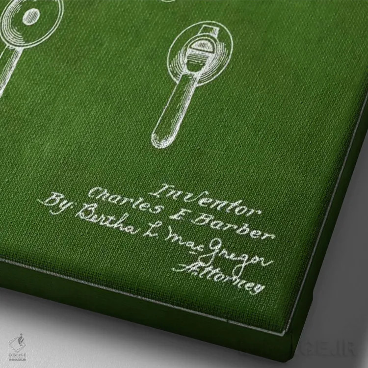 تابلو نقشهٔ اختراعی شیپور (سبز) اثر پیکسل کهنه (استودیو/نام هنری) - نمای نزدیک بافت بوم