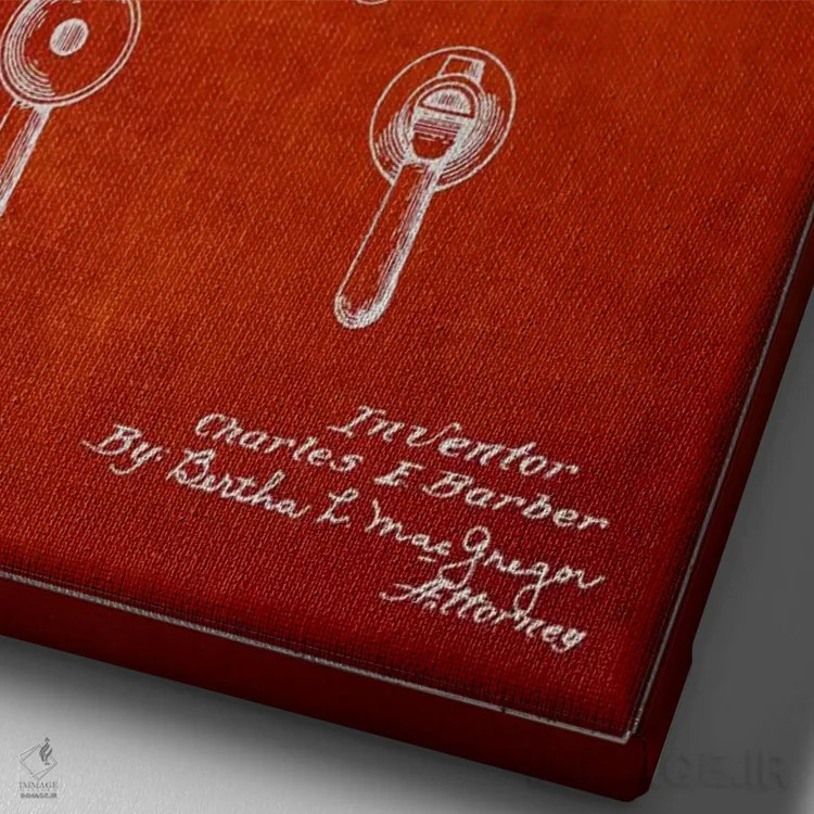 تابلو نقشهٔ اختراعی شیپور (قرمز) اثر پیکسل کهنه (استودیو/نام هنری) - نمای نزدیک بافت بوم