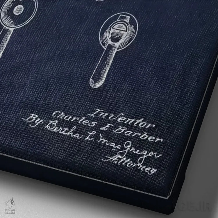 تابلو نقشهٔ اختراعی شیپور (آبی نفتی) اثر پیکسل کهنه (استودیو/نام هنری) - نمای نزدیک بافت بوم