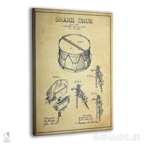 تابلو نقشهٔ اختراعی طبل کوچک (مدل کلاسیک) اثر پیکسل کهنه (استودیو/نام هنری) - نمای پرسپکتیو محصول