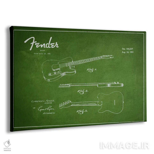 تابلو نقشهٔ پتنت گیتار فندر اثر پیکسل کهنه (استودیو/نام هنری) - نمای پرسپکتیو محصول