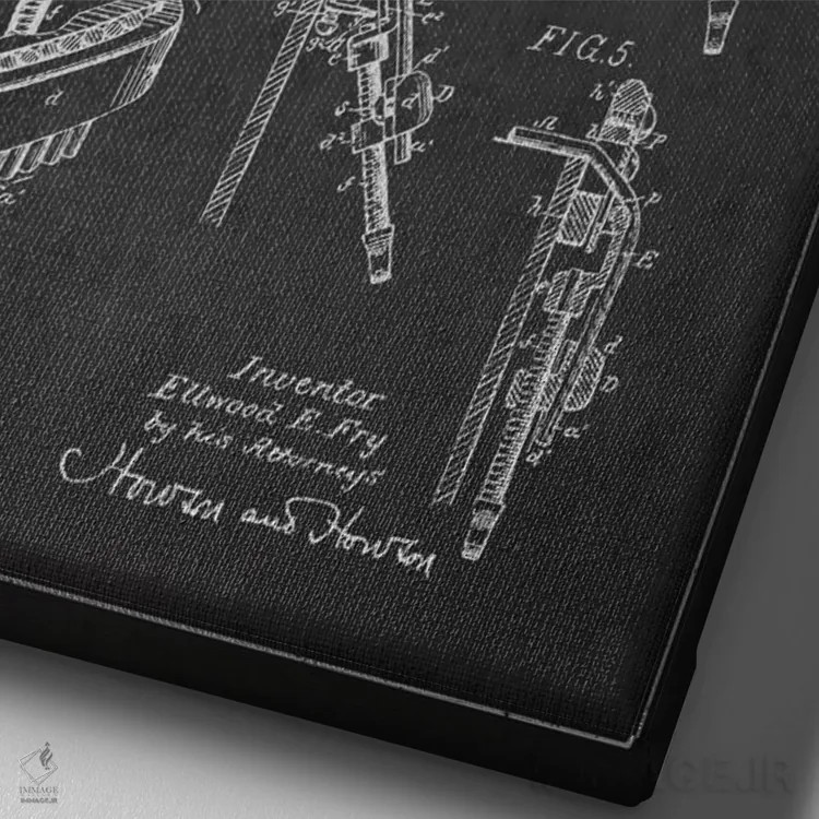 تابلو نقشهٔ اختراعی طبل کوچک (زغالی) اثر پیکسل کهنه (استودیو/نام هنری) - نمای نزدیک بافت بوم