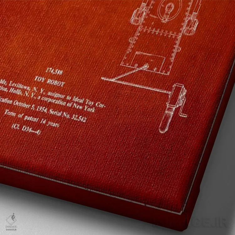 تابلو نقشهٔ پتنت آدمک اسباببازی (قرمز) اثر پیکسل کهنه (استودیو/نام هنری) - نمای نزدیک بافت بوم