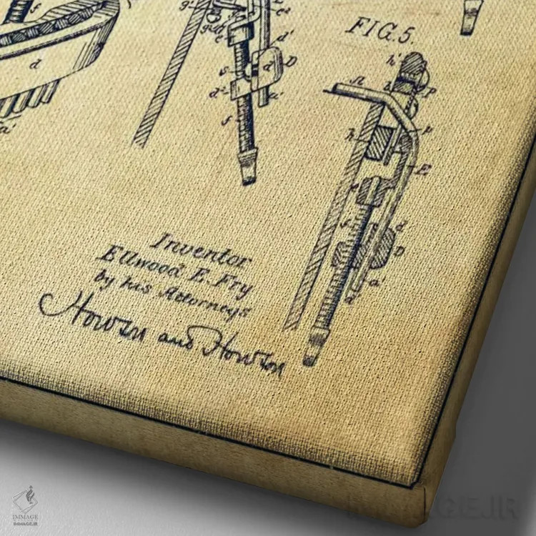 تابلو نقشهٔ اختراعی طبل کوچک (مدل کلاسیک) اثر پیکسل کهنه (استودیو/نام هنری) - نمای نزدیک بافت بوم