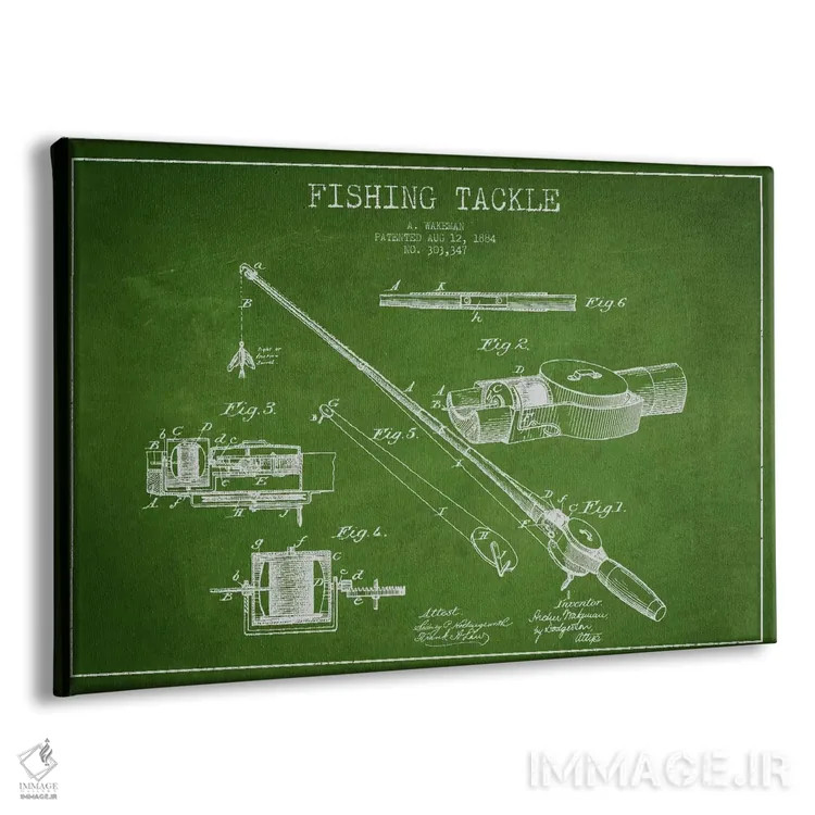 تابلو نقشهٔ حقامتیاز لوازم ماهیگیری سبز اثر پیکسل کهنه (استودیو/نام هنری) - نمای پرسپکتیو محصول