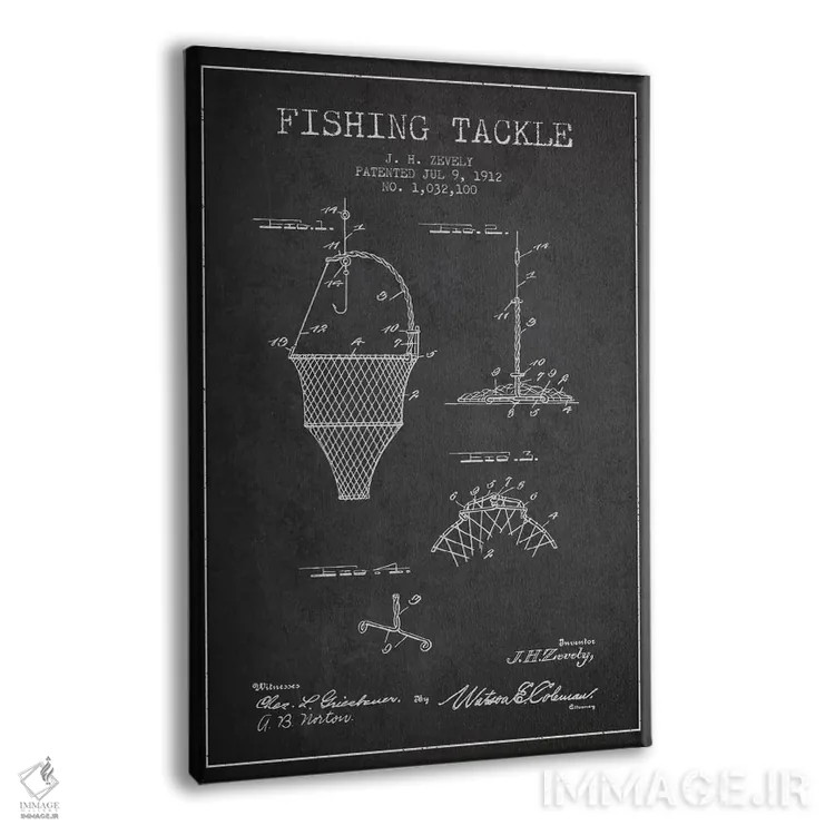 تابلو نقشهٔ حقامتیاز لوازم ماهیگیری زغالسنگی اثر پیکسل کهنه (استودیو/نام هنری) - نمای پرسپکتیو محصول