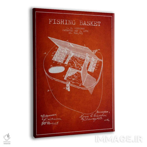 تابلو نقشهٔ حقامتیاز سبد ماهیگیری قرمز اثر پیکسل کهنه (استودیو/نام هنری) - نمای پرسپکتیو محصول