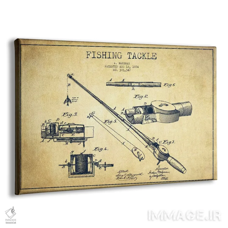 تابلو نقشهٔ حقامتیاز لوازم ماهیگیری کلاسیک اثر پیکسل کهنه (استودیو/نام هنری) - نمای پرسپکتیو محصول