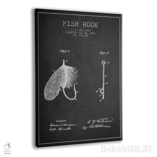 تابلو نقشهٔ حقامتیاز قلاب ماهیگیری زغالسنگی اثر پیکسل کهنه (استودیو/نام هنری) - نمای پرسپکتیو محصول