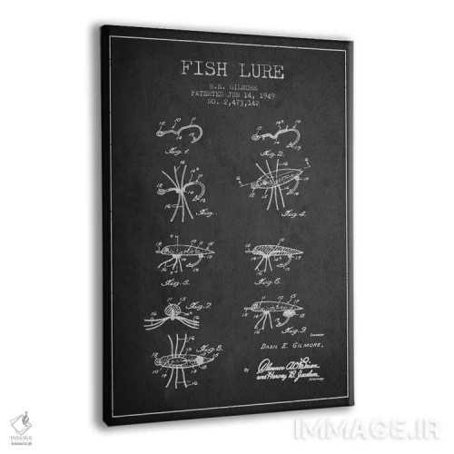 تابلو نقشهٔ حقامتیاز طعمهٔ ماهیگیری زغالسنگی اثر پیکسل کهنه (استودیو/نام هنری) - نمای پرسپکتیو محصول