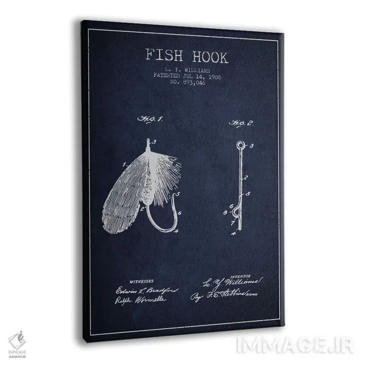 تابلو نقشهٔ حقامتیاز قلاب ماهیگیری سرمهای اثر پیکسل کهنه (استودیو/نام هنری) - نمای پرسپکتیو محصول