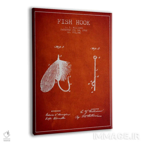 تابلو نقشهٔ حقامتیاز قلاب ماهیگیری قرمز اثر پیکسل کهنه (استودیو/نام هنری) - نمای پرسپکتیو محصول