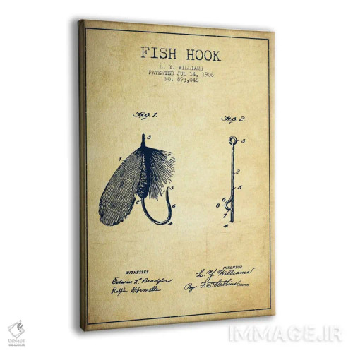 تابلو نقشهٔ حقامتیاز قلاب ماهیگیری کلاسیک اثر پیکسل کهنه (استودیو/نام هنری) - نمای پرسپکتیو محصول