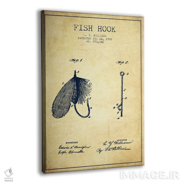 تابلو نقشهٔ حقامتیاز قلاب ماهیگیری کلاسیک اثر پیکسل کهنه (استودیو/نام هنری) - نمای پرسپکتیو محصول