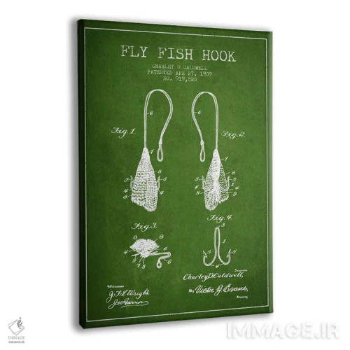 تابلو نقشهٔ حقامتیاز قلاب فلایفیشینگ سبز اثر پیکسل کهنه (استودیو/نام هنری) - نمای پرسپکتیو محصول