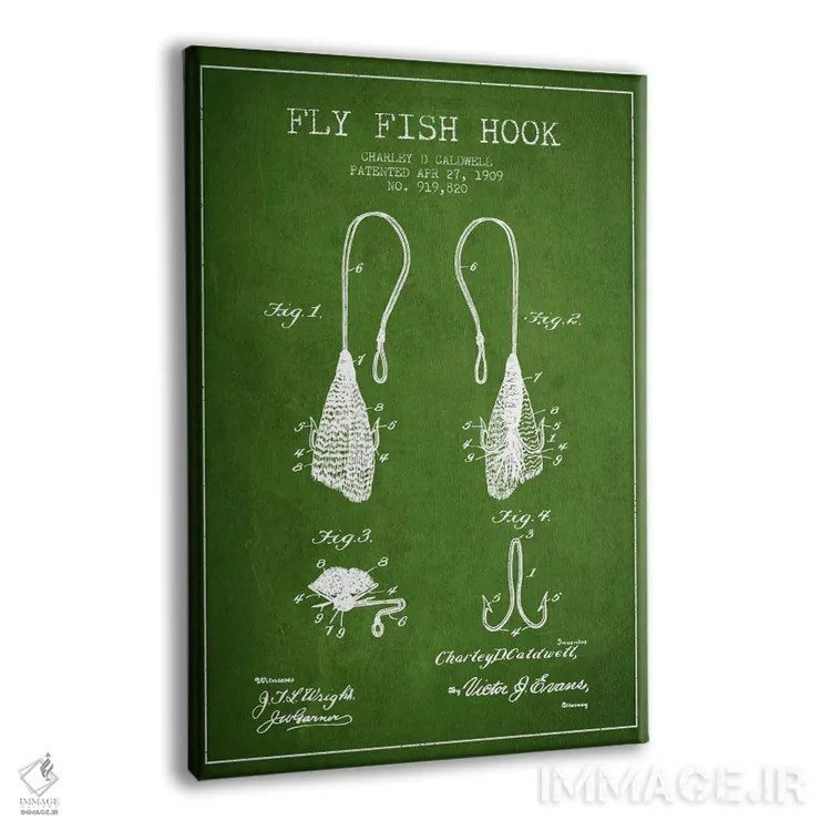 تابلو نقشهٔ حقامتیاز قلاب فلایفیشینگ سبز اثر پیکسل کهنه (استودیو/نام هنری) - نمای پرسپکتیو محصول