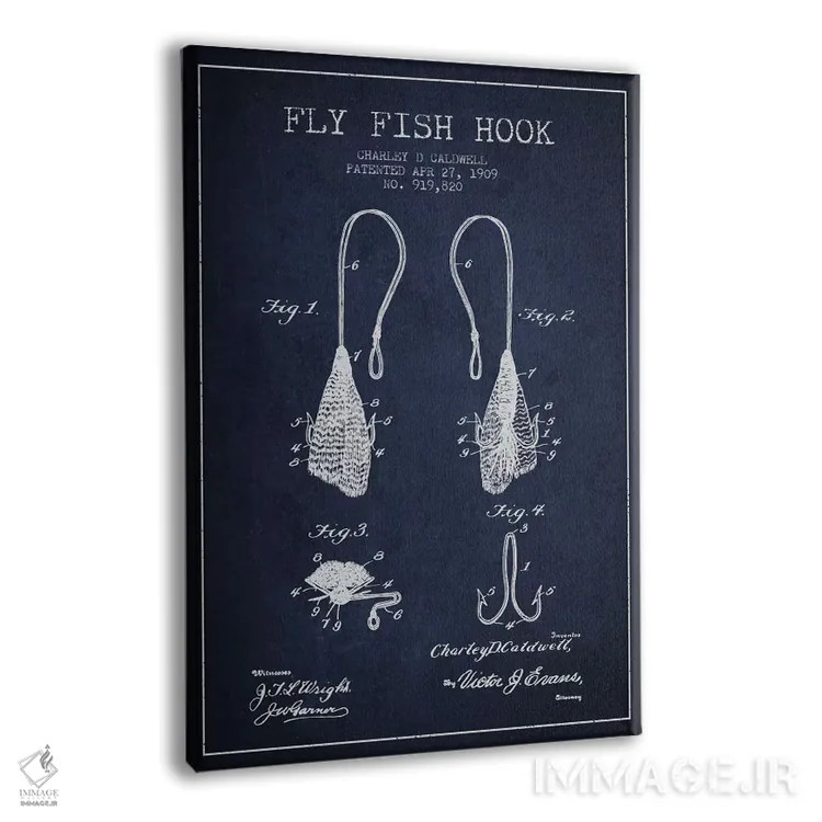 تابلو نقشهٔ حقامتیاز قلاب فلایفیشینگ سرمهای اثر پیکسل کهنه (استودیو/نام هنری) - نمای پرسپکتیو محصول