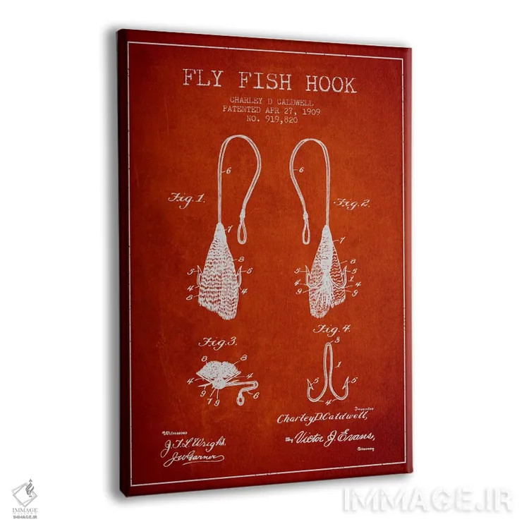 تابلو نقشهٔ حقامتیاز قلاب فلایفیشینگ قرمز اثر پیکسل کهنه (استودیو/نام هنری) - نمای پرسپکتیو محصول