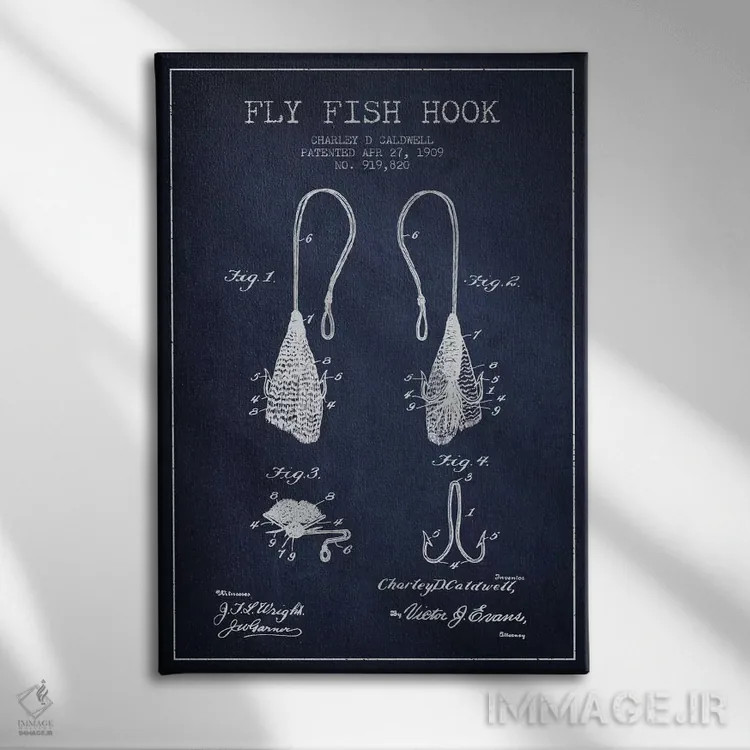 تابلو نقشهٔ حقامتیاز قلاب فلایفیشینگ سرمهای اثر پیکسل کهنه (استودیو/نام هنری) - نمای روبهرو روی دیوار