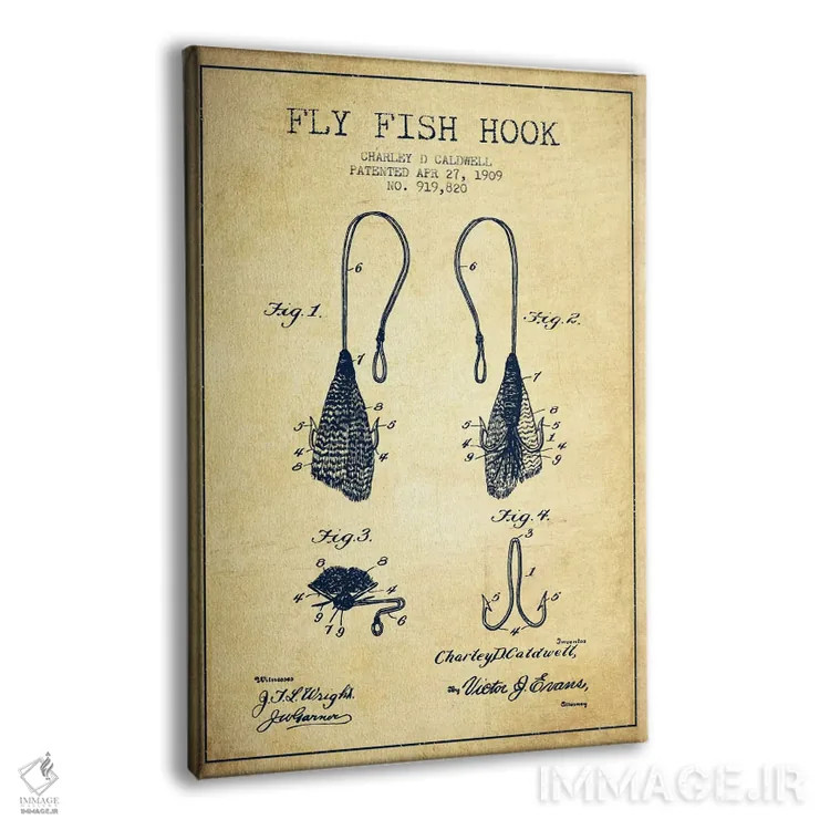 تابلو نقشهٔ حقامتیاز قلاب فلایفیشینگ کلاسیک اثر پیکسل کهنه (استودیو/نام هنری) - نمای پرسپکتیو محصول