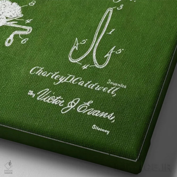 تابلو نقشهٔ حقامتیاز قلاب فلایفیشینگ سبز اثر پیکسل کهنه (استودیو/نام هنری) - نمای نزدیک بافت بوم