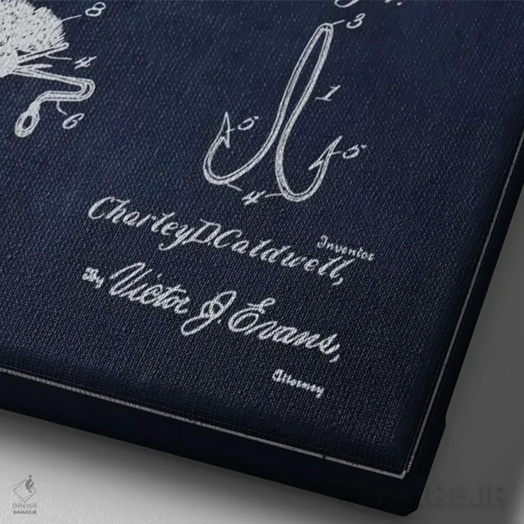 تابلو نقشهٔ حقامتیاز قلاب فلایفیشینگ سرمهای اثر پیکسل کهنه (استودیو/نام هنری) - نمای نزدیک بافت بوم