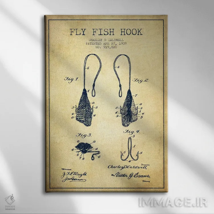 تابلو نقشهٔ حقامتیاز قلاب فلایفیشینگ کلاسیک اثر پیکسل کهنه (استودیو/نام هنری) - نمای روبهرو روی دیوار