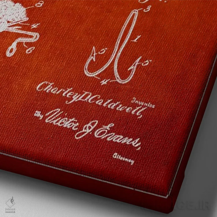 تابلو نقشهٔ حقامتیاز قلاب فلایفیشینگ قرمز اثر پیکسل کهنه (استودیو/نام هنری) - نمای نزدیک بافت بوم