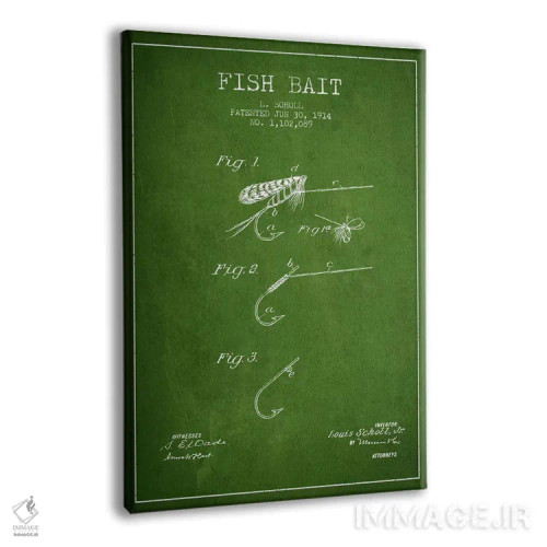 تابلو نقشهٔ حقامتیاز طعمهٔ ماهیگیری سبز اثر پیکسل کهنه (استودیو/نام هنری) - نمای پرسپکتیو محصول