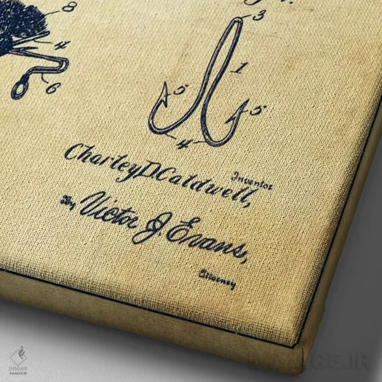 تابلو نقشهٔ حقامتیاز قلاب فلایفیشینگ کلاسیک اثر پیکسل کهنه (استودیو/نام هنری) - نمای نزدیک بافت بوم