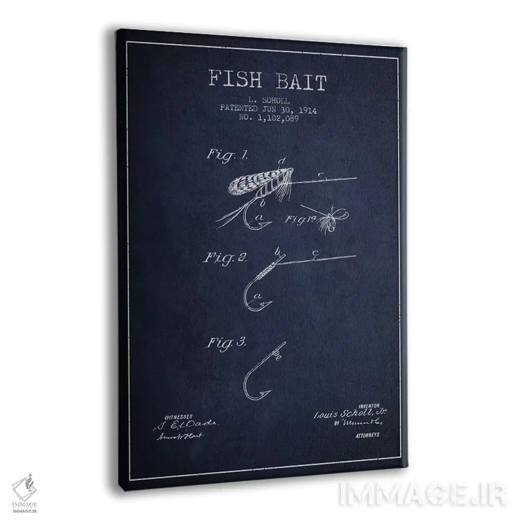 تابلو نقشهٔ حقامتیاز طعمهٔ ماهیگیری سرمهای اثر پیکسل کهنه (استودیو/نام هنری) - نمای پرسپکتیو محصول