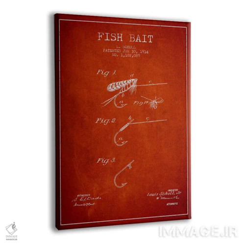 تابلو نقشهٔ حقامتیاز طعمهٔ ماهیگیری قرمز اثر پیکسل کهنه (استودیو/نام هنری) - نمای پرسپکتیو محصول