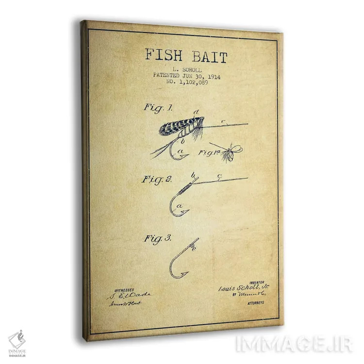 تابلو نقشهٔ حقامتیاز طعمهٔ ماهیگیری کلاسیک اثر پیکسل کهنه (استودیو/نام هنری) - نمای پرسپکتیو محصول