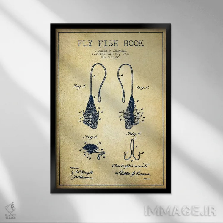 تابلو نقشهٔ حقامتیاز قلاب فلایفیشینگ کلاسیک اثر پیکسل کهنه (استودیو/نام هنری) - نمای قابدار مشکی