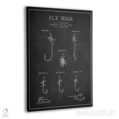 تابلو نقشهٔ حقامتیاز قلاب فلای (ماهیگیری) زغالسنگی اثر پیکسل کهنه (استودیو/نام هنری) - نمای پرسپکتیو محصول