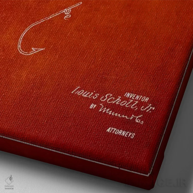 تابلو نقشهٔ حقامتیاز طعمهٔ ماهیگیری قرمز اثر پیکسل کهنه (استودیو/نام هنری) - نمای نزدیک بافت بوم