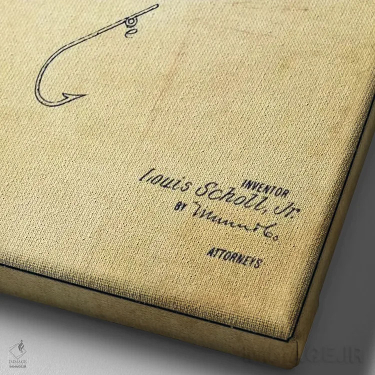 تابلو نقشهٔ حقامتیاز طعمهٔ ماهیگیری کلاسیک اثر پیکسل کهنه (استودیو/نام هنری) - نمای نزدیک بافت بوم