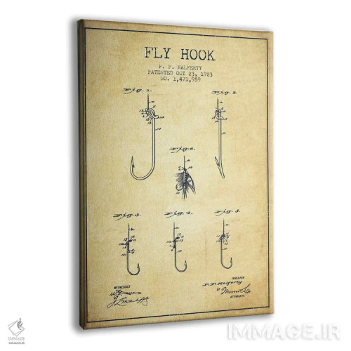 تابلو نقشهٔ حقامتیاز قلاب فلای (ماهیگیری) کلاسیک اثر پیکسل کهنه (استودیو/نام هنری) - نمای پرسپکتیو محصول