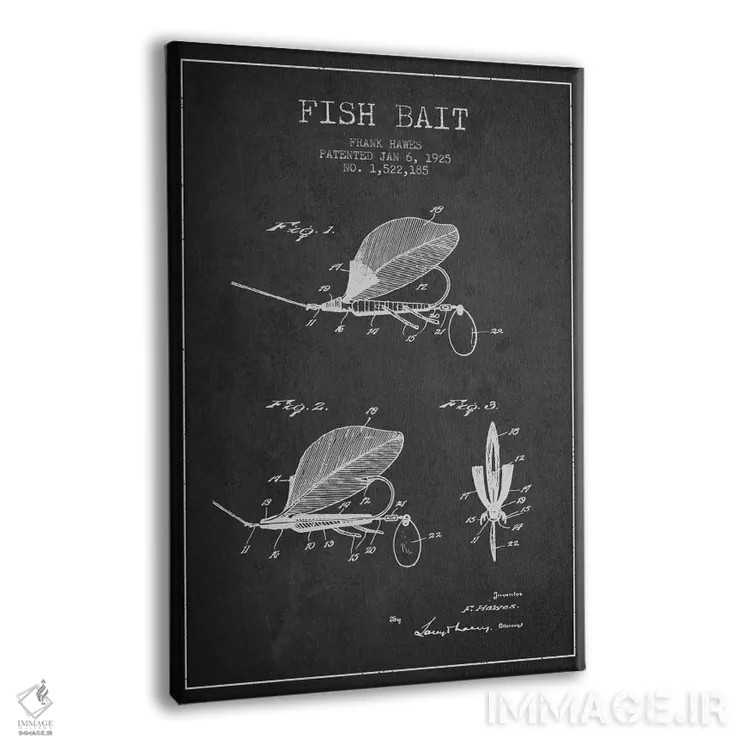 تابلو نقشهٔ حقامتیاز طعمهٔ ماهیگیری زغالسنگی اثر پیکسل کهنه (استودیو/نام هنری) - نمای پرسپکتیو محصول