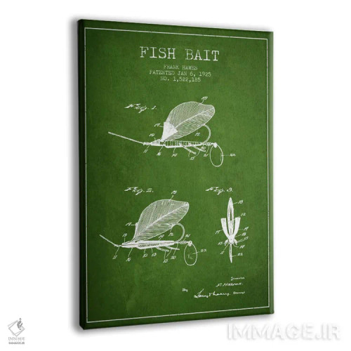 تابلو نقشهٔ حقامتیاز طعمهٔ ماهیگیری سبز اثر پیکسل کهنه (استودیو/نام هنری) - نمای پرسپکتیو محصول