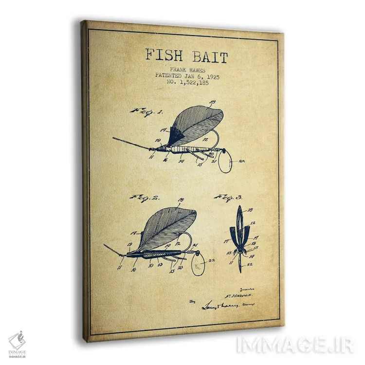 تابلو نقشهٔ حقامتیاز طعمهٔ ماهیگیری کلاسیک اثر پیکسل کهنه (استودیو/نام هنری) - نمای پرسپکتیو محصول