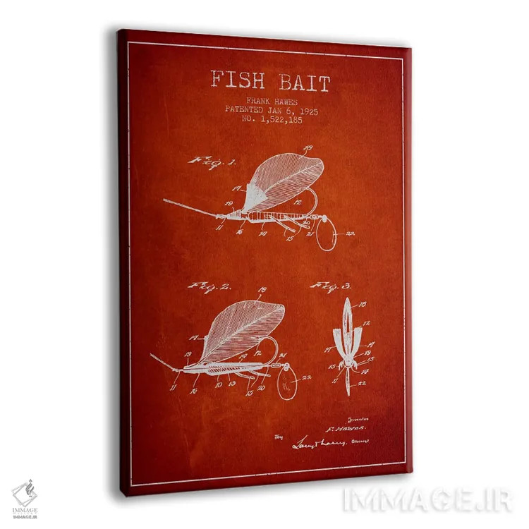 تابلو نقشهٔ حقامتیاز طعمهٔ ماهیگیری قرمز اثر پیکسل کهنه (استودیو/نام هنری) - نمای پرسپکتیو محصول