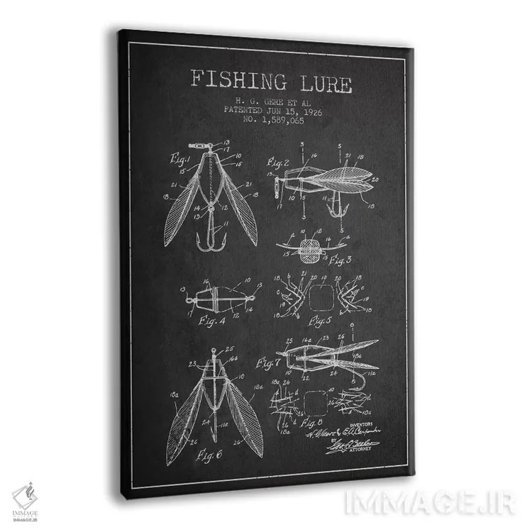 تابلو نقشهٔ حقامتیاز طعمهٔ مصنوعی ماهیگیری زغالسنگی اثر پیکسل کهنه (استودیو/نام هنری) - نمای پرسپکتیو محصول