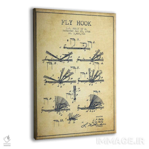 تابلو نقشهٔ حقامتیاز قلاب فلای (ماهیگیری) کلاسیک اثر پیکسل کهنه (استودیو/نام هنری) - نمای پرسپکتیو محصول