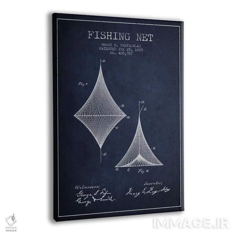 تابلو نقشهٔ ثبت اختراع تور ماهیگیری سرمهای اثر پیکسل کهنه (استودیو/نام هنری) - نمای پرسپکتیو محصول