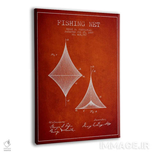 تابلو نقشهٔ ثبت اختراع تور ماهیگیری قرمز اثر پیکسل کهنه (استودیو/نام هنری) - نمای پرسپکتیو محصول