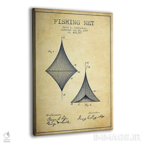 تابلو نقشهٔ ثبت اختراع تور ماهیگیری قدیمی اثر پیکسل کهنه (استودیو/نام هنری) - نمای پرسپکتیو محصول