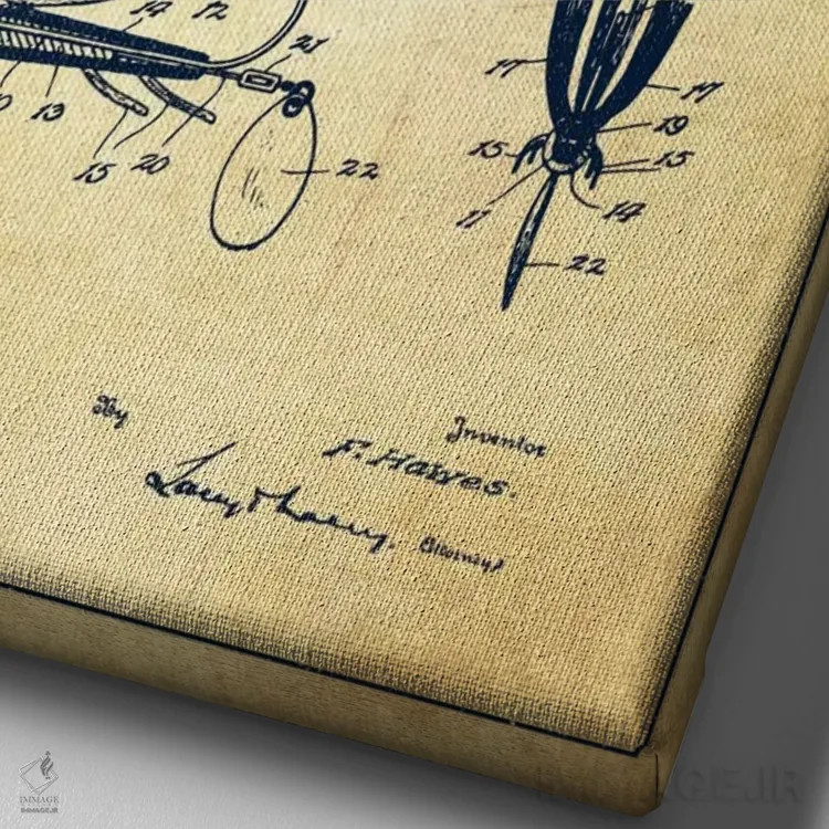 تابلو نقشهٔ حقامتیاز طعمهٔ ماهیگیری کلاسیک اثر پیکسل کهنه (استودیو/نام هنری) - نمای نزدیک بافت بوم