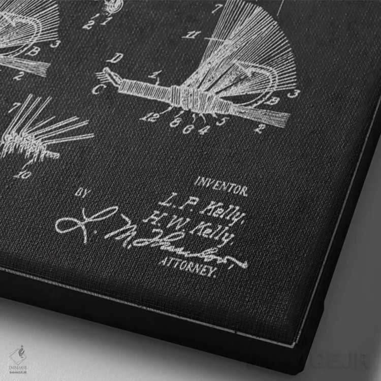 تابلو نقشهٔ حقامتیاز قلاب فلای (ماهیگیری) زغالسنگی اثر پیکسل کهنه (استودیو/نام هنری) - نمای نزدیک بافت بوم